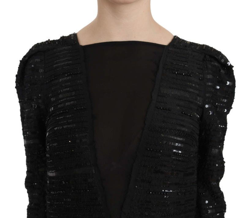 Robe longue en soie noire et paillettes de John Richmond