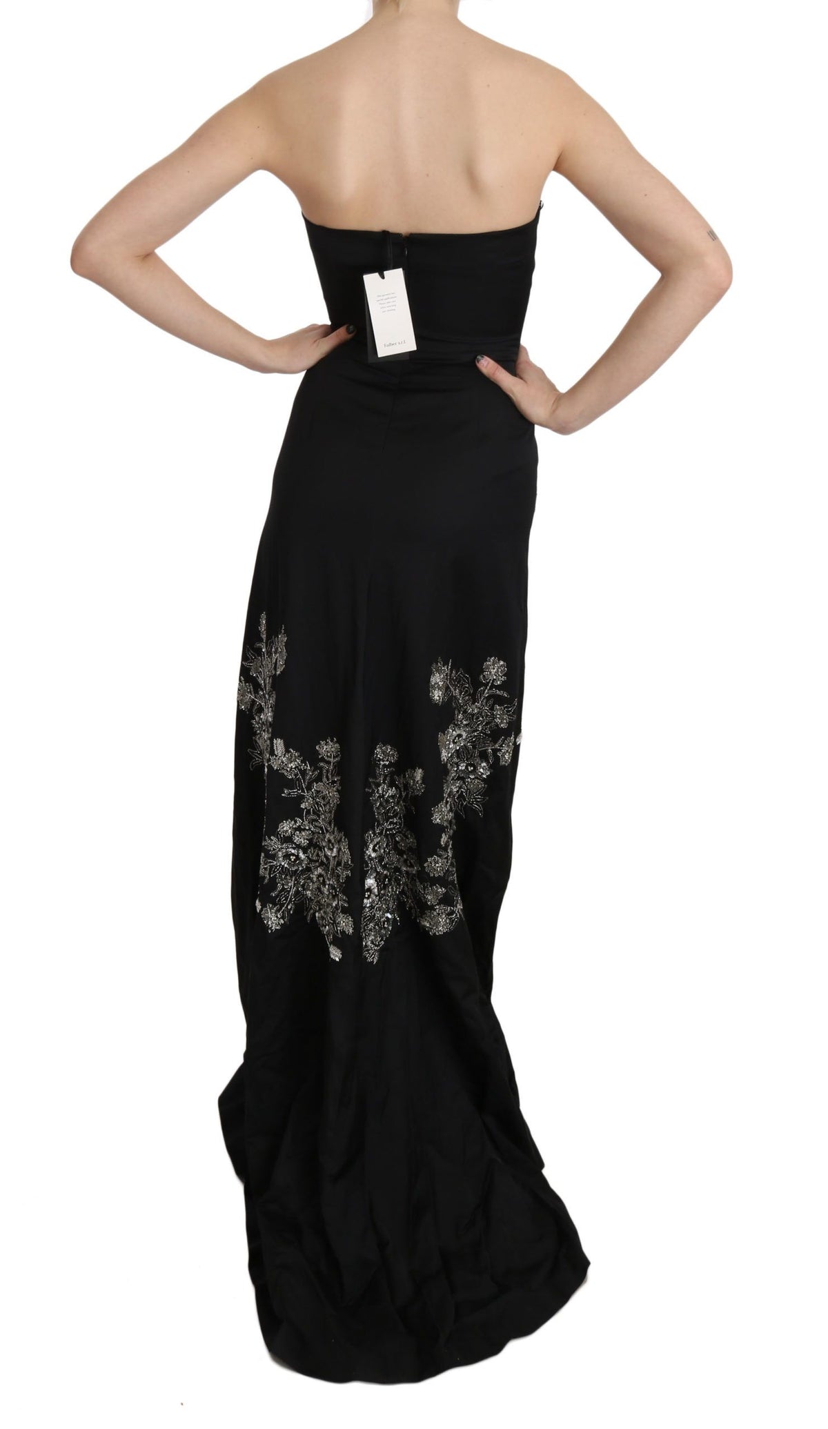 Robe de bal trapèze noire à paillettes de John Richmond