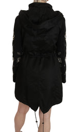 Manteau-veste à capuche John Richmond brodé de fleurs et de paillettes