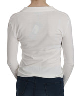 BYBLOS Haut pull cardigan court à manches longues et col en V blanc