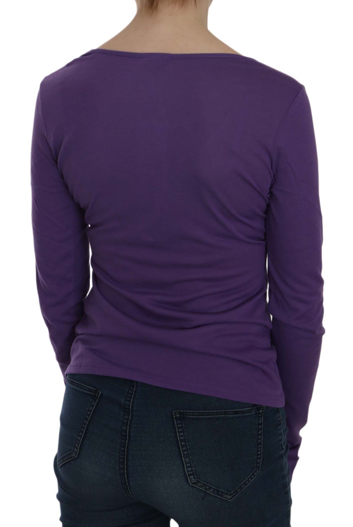 Exte Haut décontracté à manches longues, violet, orné de cristaux