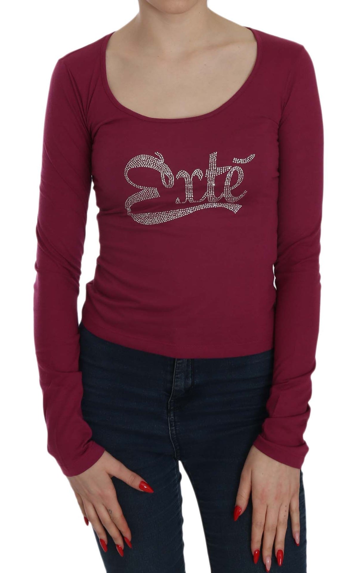 Exte Crystal Embellished Long Sleeve Casual Top