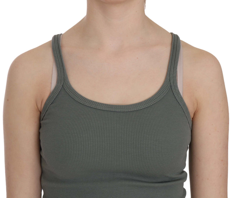 PINK MEMORIES Green Sleeveless Spaghetti Tank T-Shirt Blouse