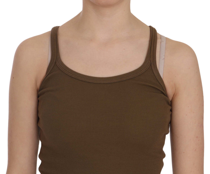 PINK MEMORIES Brown Sleeveless Spaghetti Strap Blouse Top