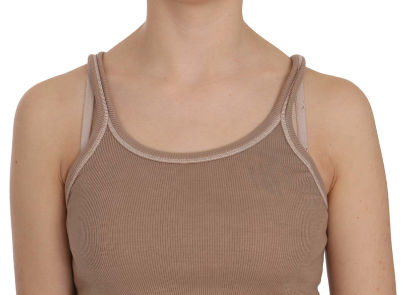 PINK MEMORIES Blouse-gilet marron sans manches avec fines bretelles