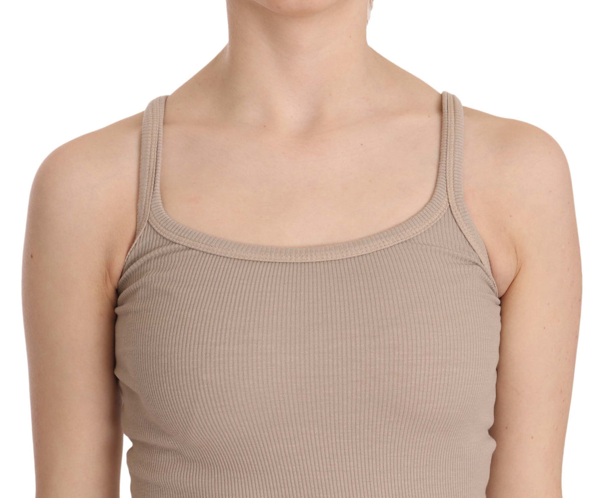 PINK MEMORIES Haut-blouse marron sans manches avec fines bretelles