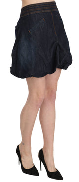 Exte Mini-robe en jean bleu en coton extensible, coupe trapèze