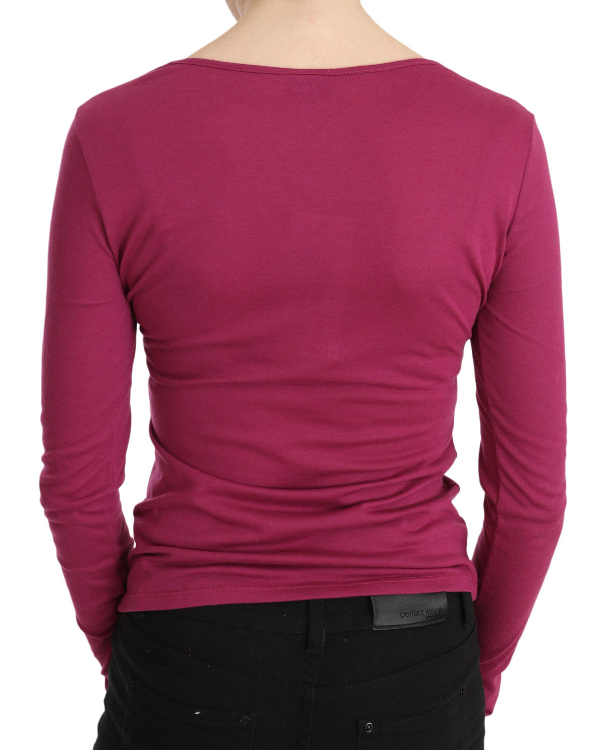 Top à manches longues rose Exte orné de cristaux