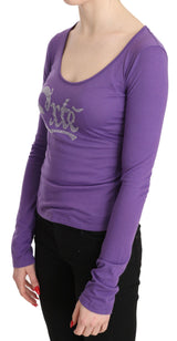 Blouse à manches longues violette avec strass, Purple Exte
