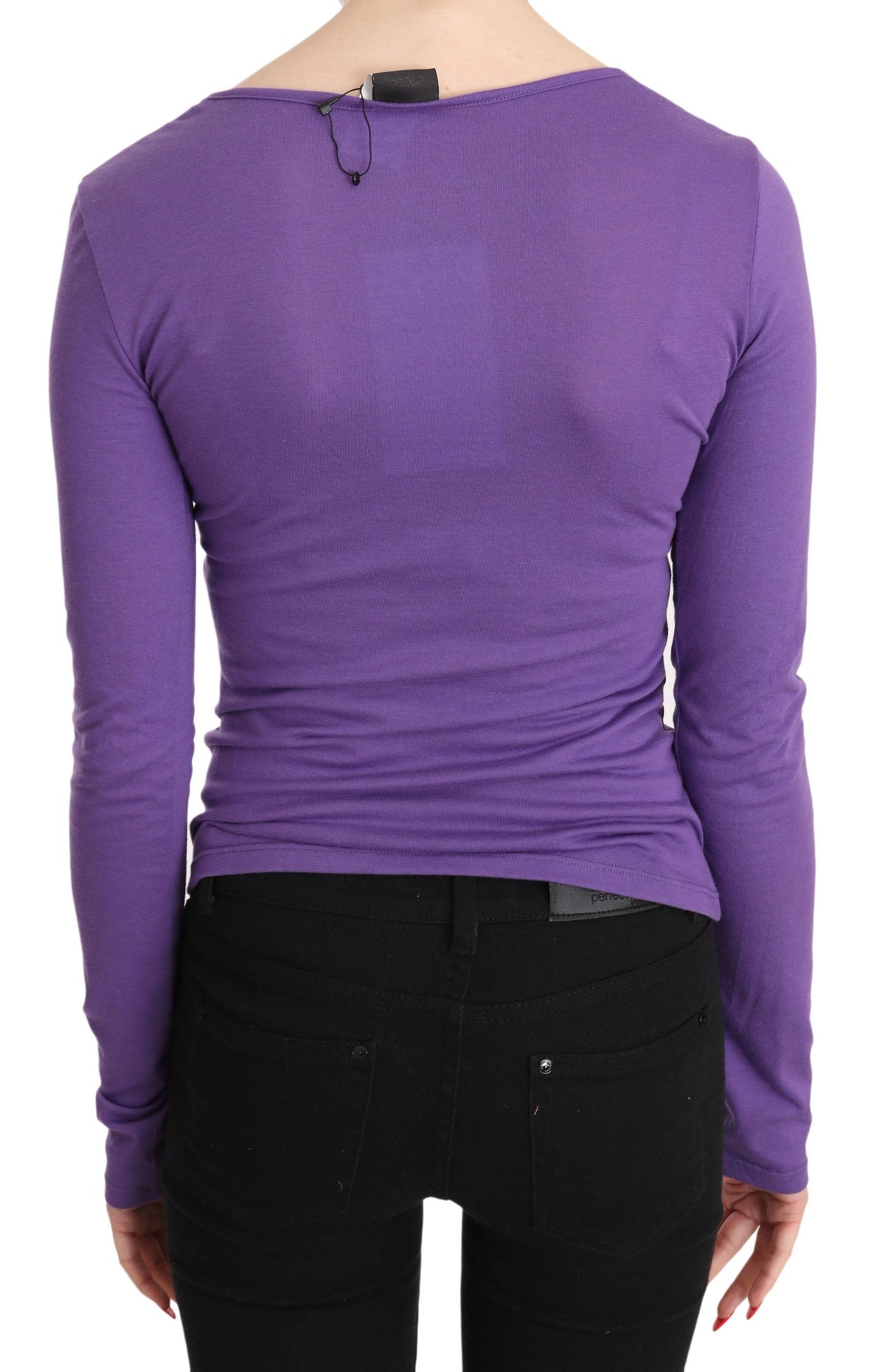 Blouse à manches longues violette avec strass, Purple Exte
