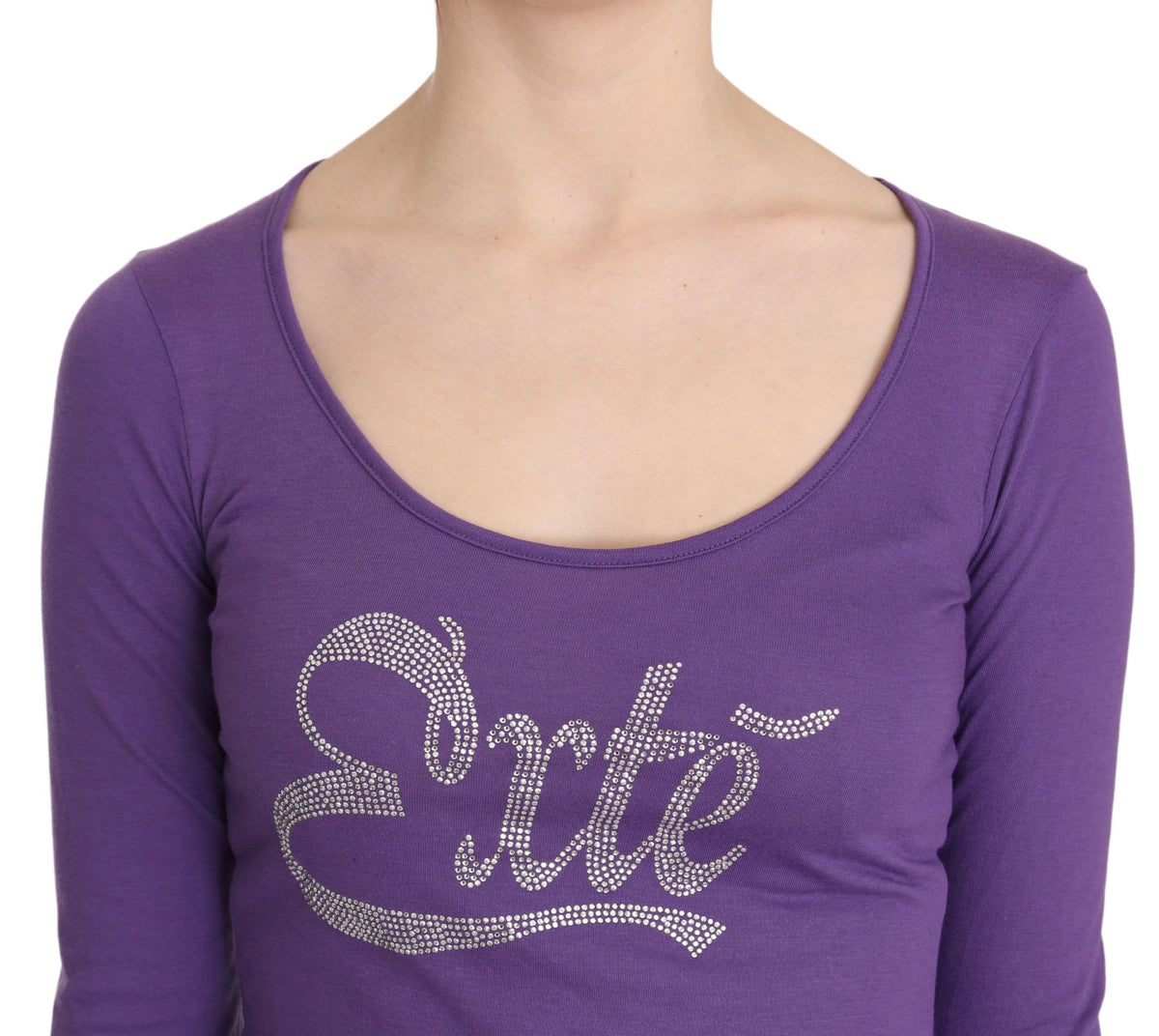 Blouse à manches longues violette avec strass, Purple Exte