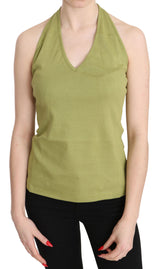 Blouse débardeur décontractée verte à col halter en coton GF Ferre