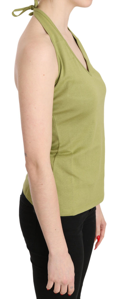 Blouse débardeur décontractée verte à col halter en coton GF Ferre