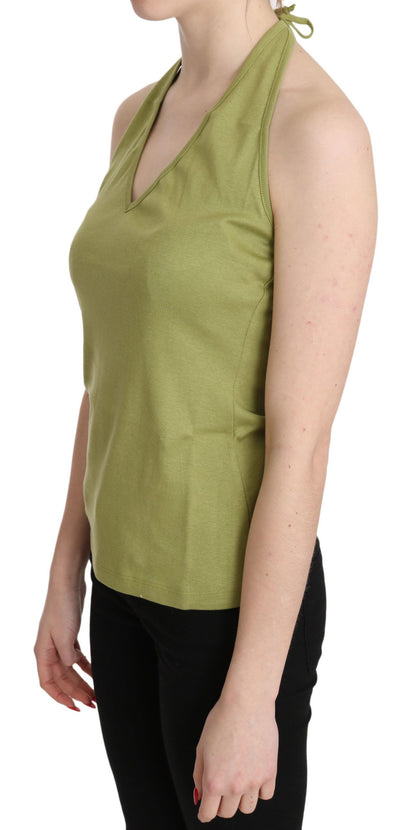 Blouse débardeur décontractée verte à col halter en coton GF Ferre