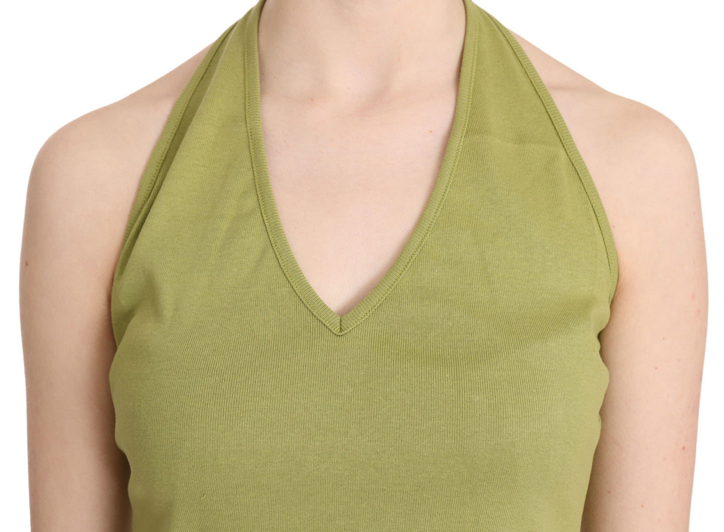 Blouse débardeur décontractée verte à col halter en coton GF Ferre