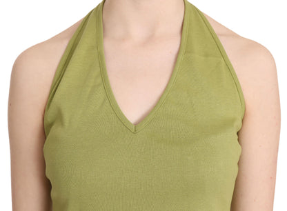 Blouse débardeur décontractée verte à col halter en coton GF Ferre