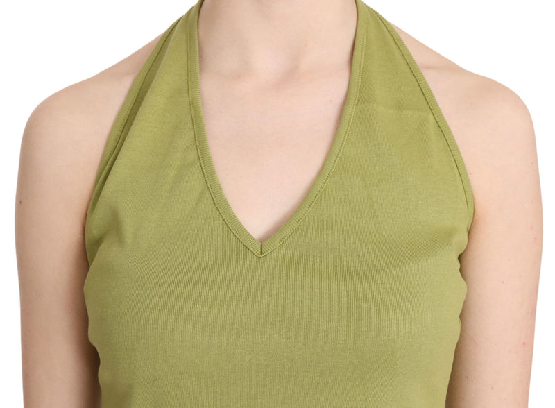 Blouse débardeur décontractée verte à col halter en coton GF Ferre