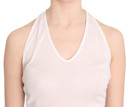 Blouse débardeur décontractée blanche en coton, sans manches, à porter en halter de GF Ferre.