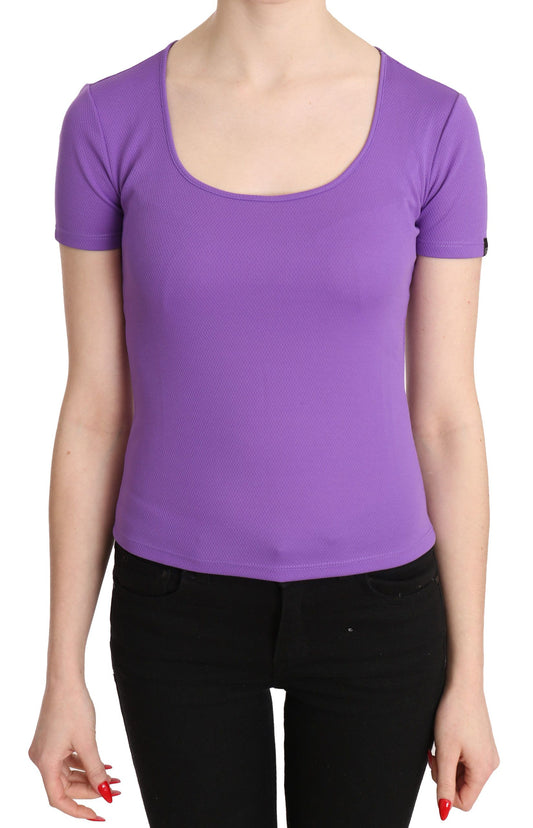 Blouse à manches courtes GF Ferre, violette, 100% polyester.