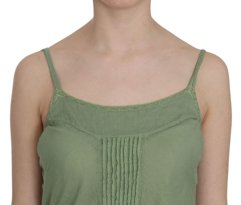 PINK MEMORIES Haut de blouse en soie verte à bretelles spaghetti