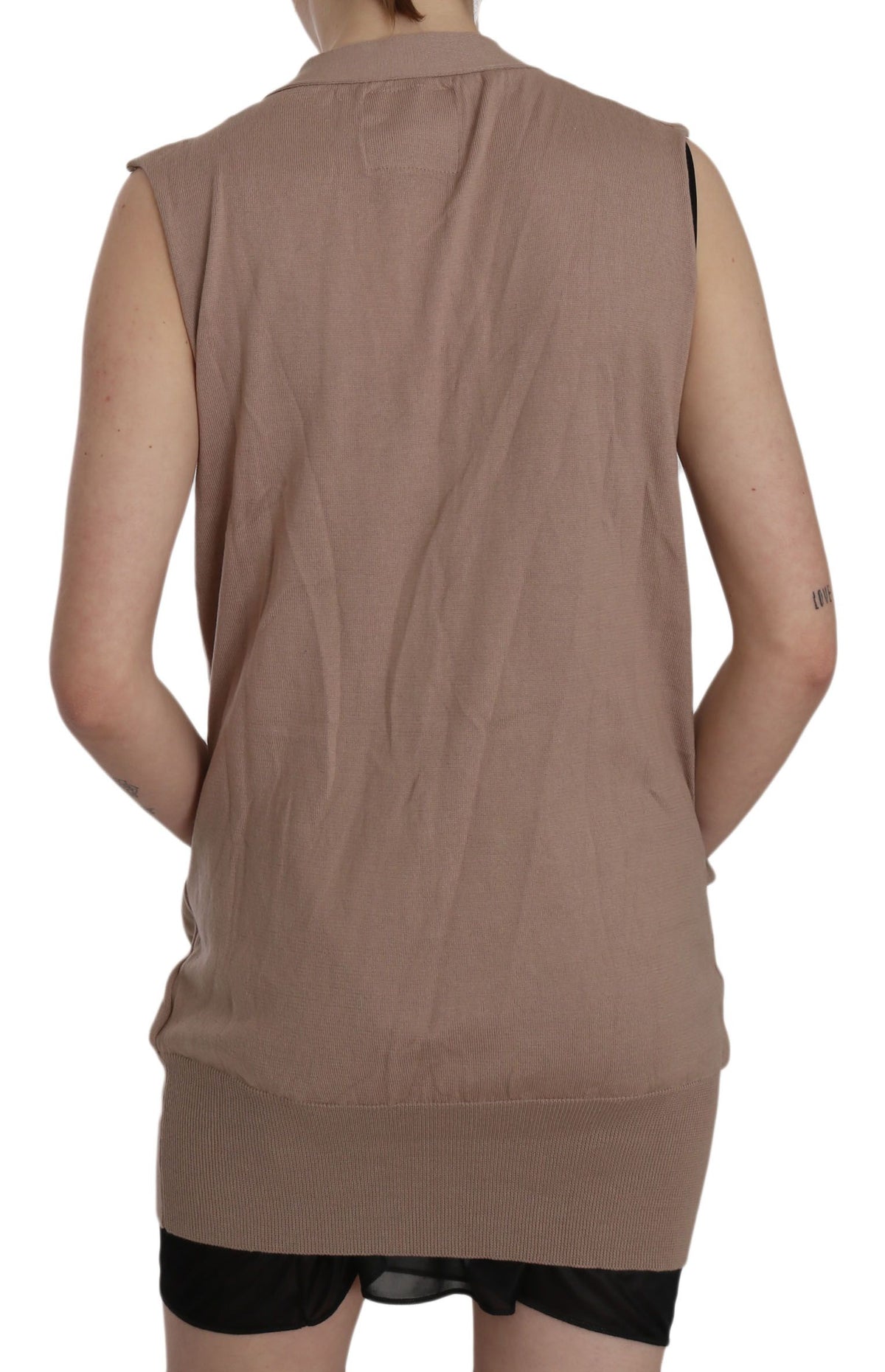 Gilet cardigan sans manches PINK MEMORIES, brun, 100 % coton