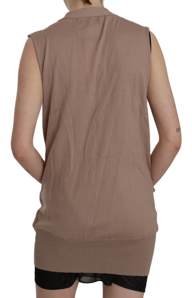 Gilet cardigan sans manches PINK MEMORIES, brun, 100 % coton