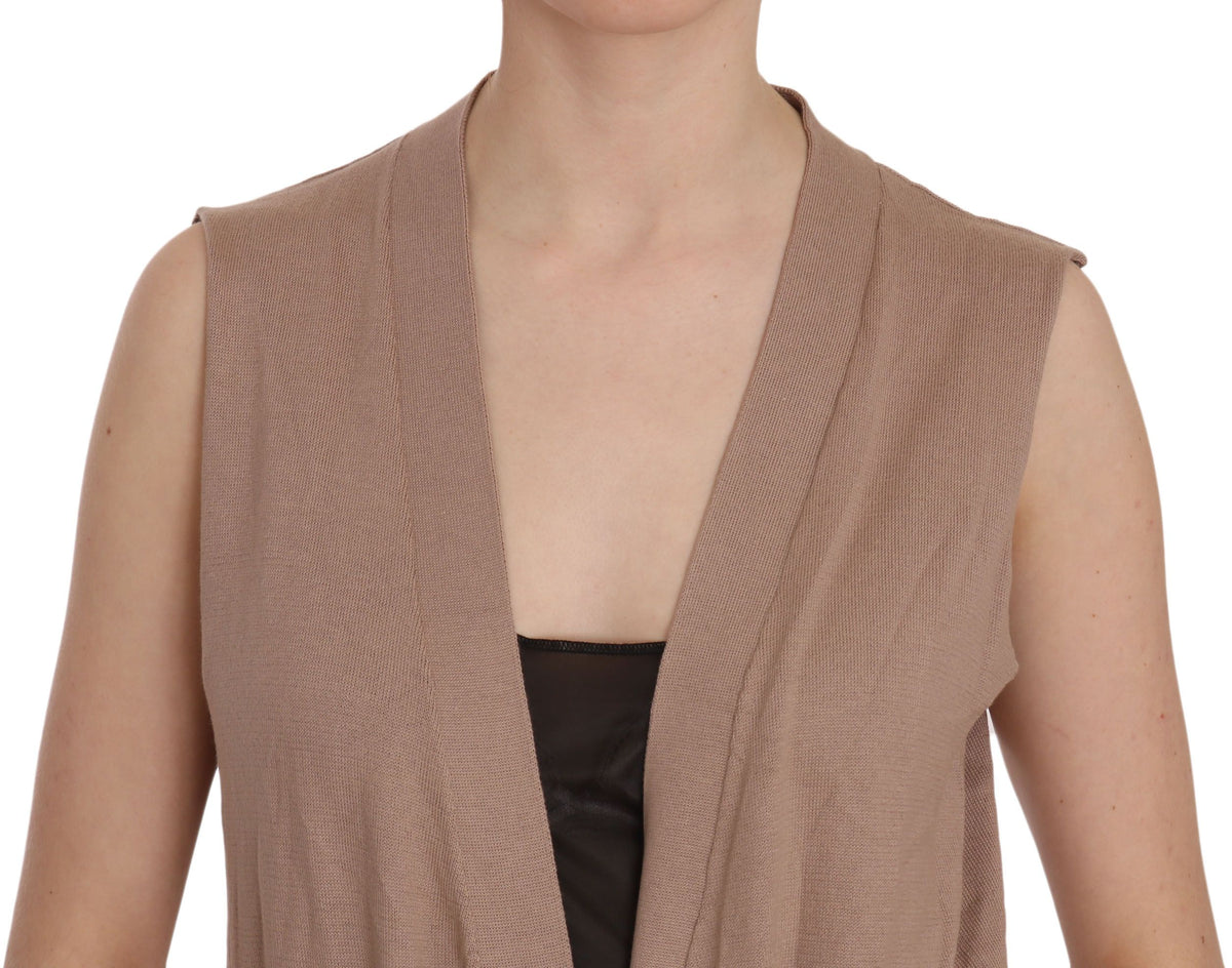Gilet cardigan sans manches PINK MEMORIES, brun, 100 % coton