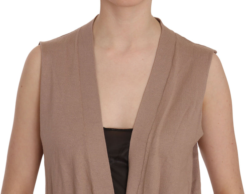Gilet cardigan sans manches PINK MEMORIES, brun, 100 % coton