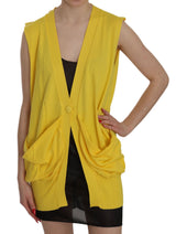 Gilet cardigan sans manches en 100% coton jaune de PINK MEMORIES