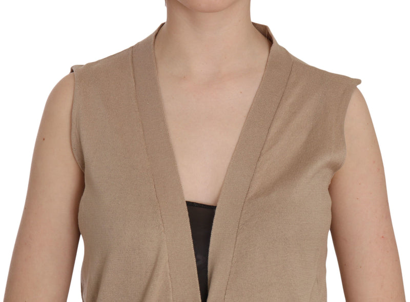 Gilet cardigan sans manches PINK MEMORIES, brun, 100 % coton