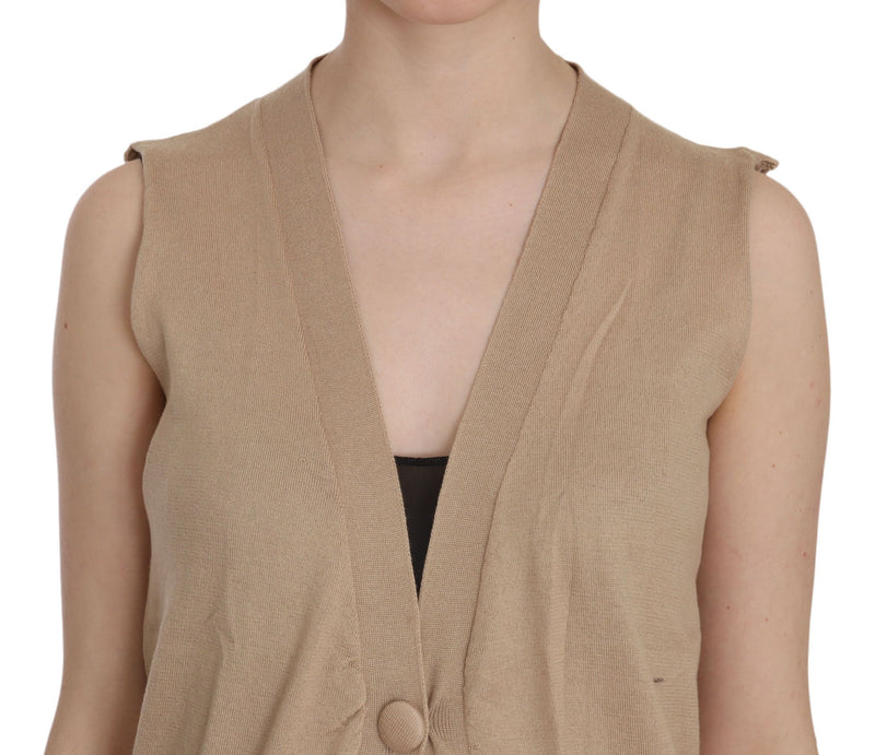 Gilet cardigan sans manches PINK MEMORIES, brun, 100 % coton