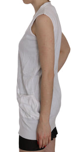 PINK MEMORIES Gilet cardigan blanc sans manches en 100% coton