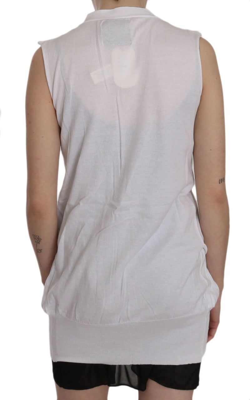 PINK MEMORIES Gilet cardigan blanc sans manches en 100% coton