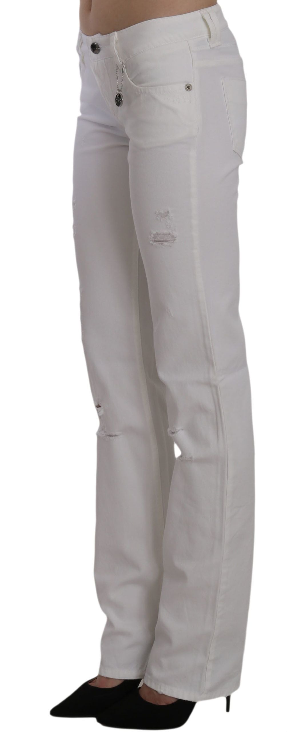 Costume National Pantalon jean droit slim en coton blanc