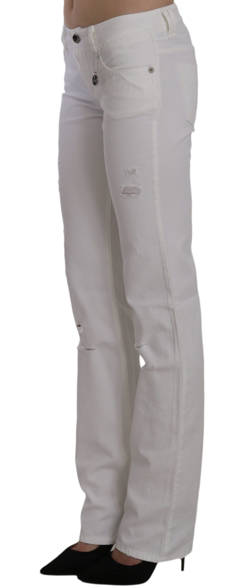 Costume National Pantalon jean droit slim en coton blanc