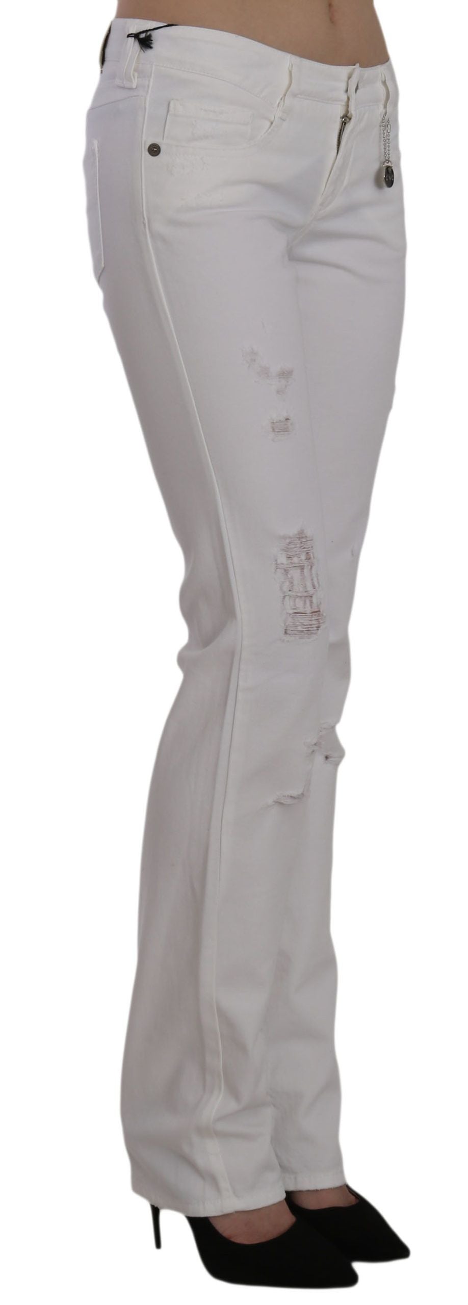 Costume National Pantalon jean droit slim en coton blanc