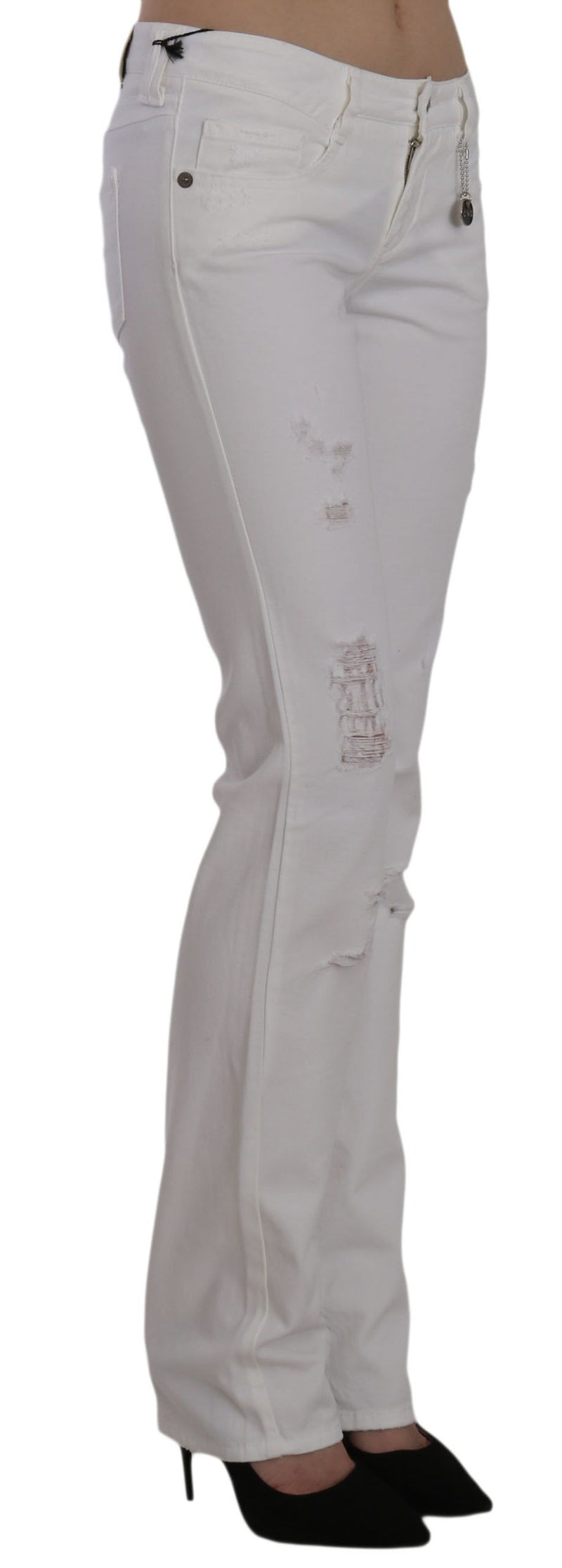 Costume National Pantalon jean droit slim en coton blanc