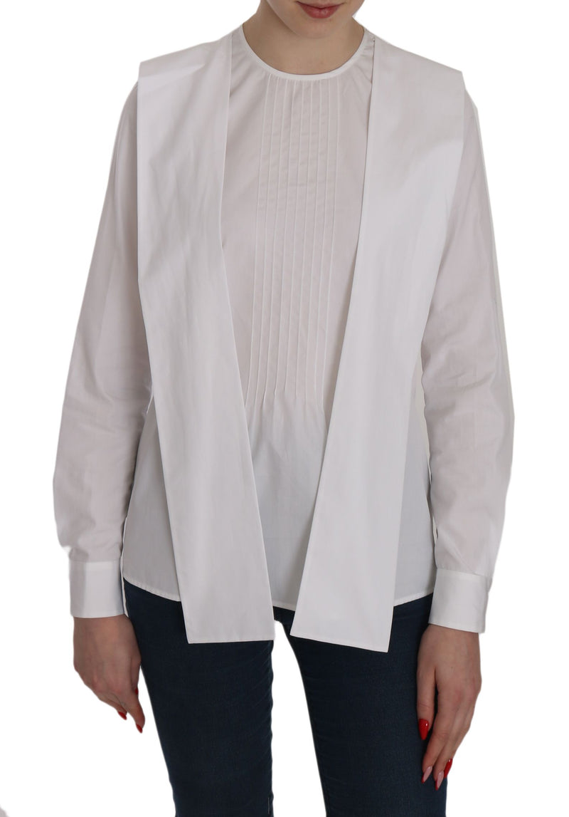 Blouse en coton Dsquared² blanche à manches longues et col rond.