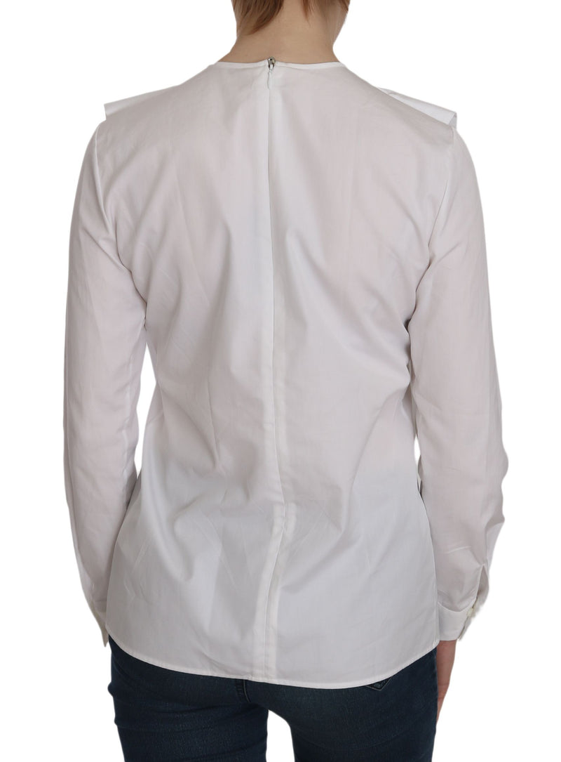 Blouse en coton Dsquared² blanche à manches longues et col rond.