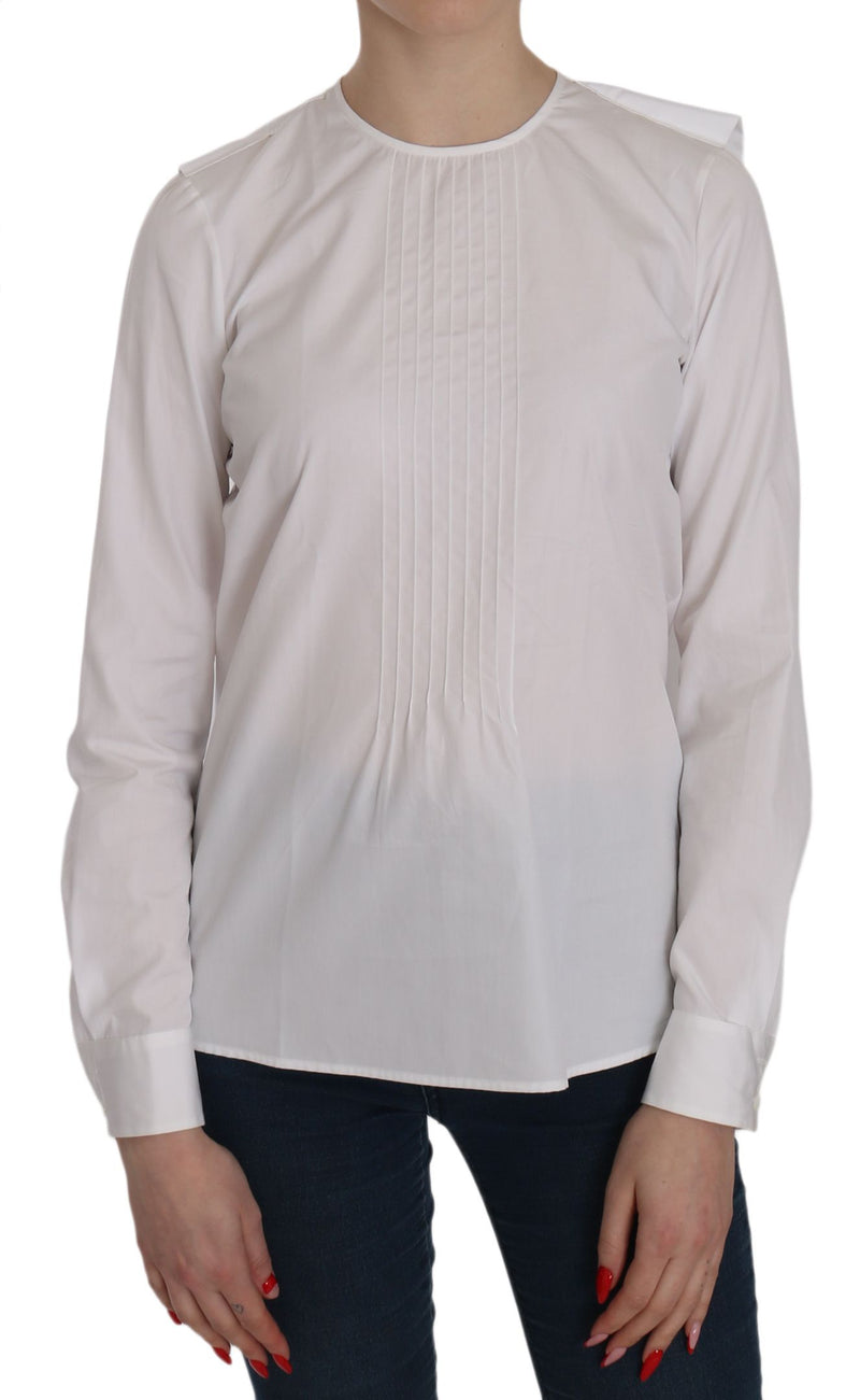 Blouse en coton Dsquared² blanche à manches longues et col rond.