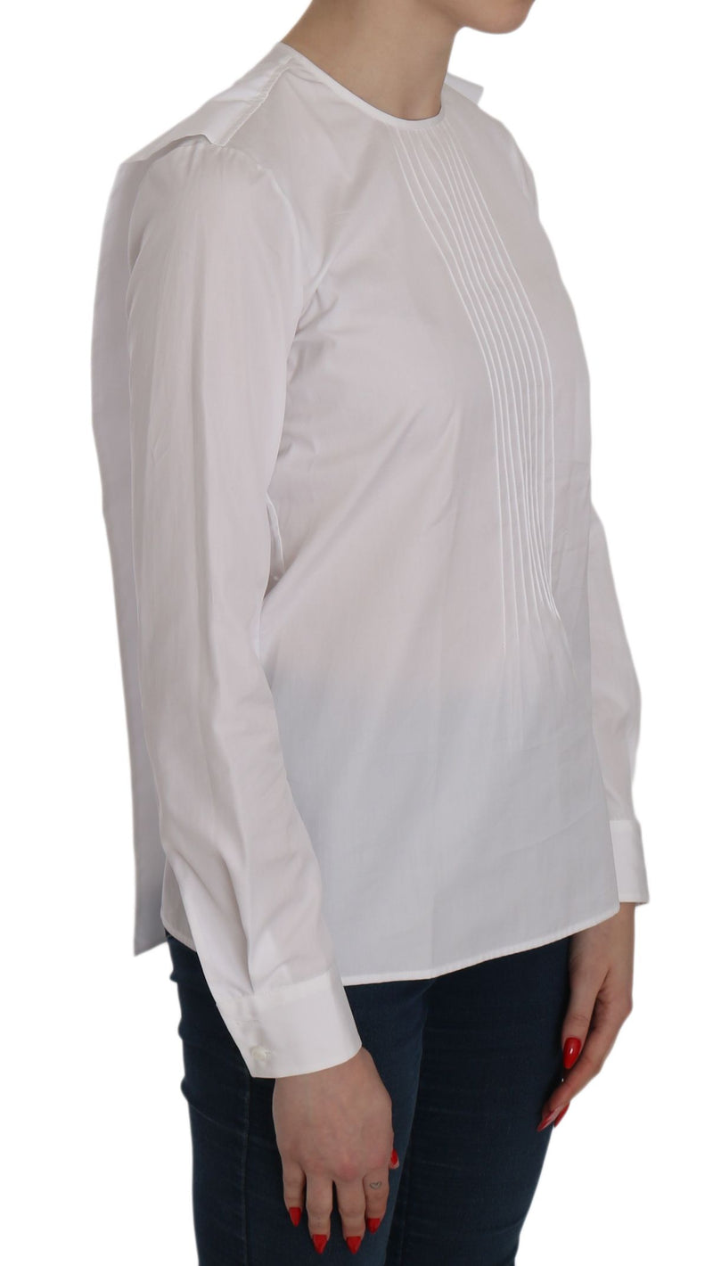 Blouse en coton Dsquared² blanche à manches longues et col rond.