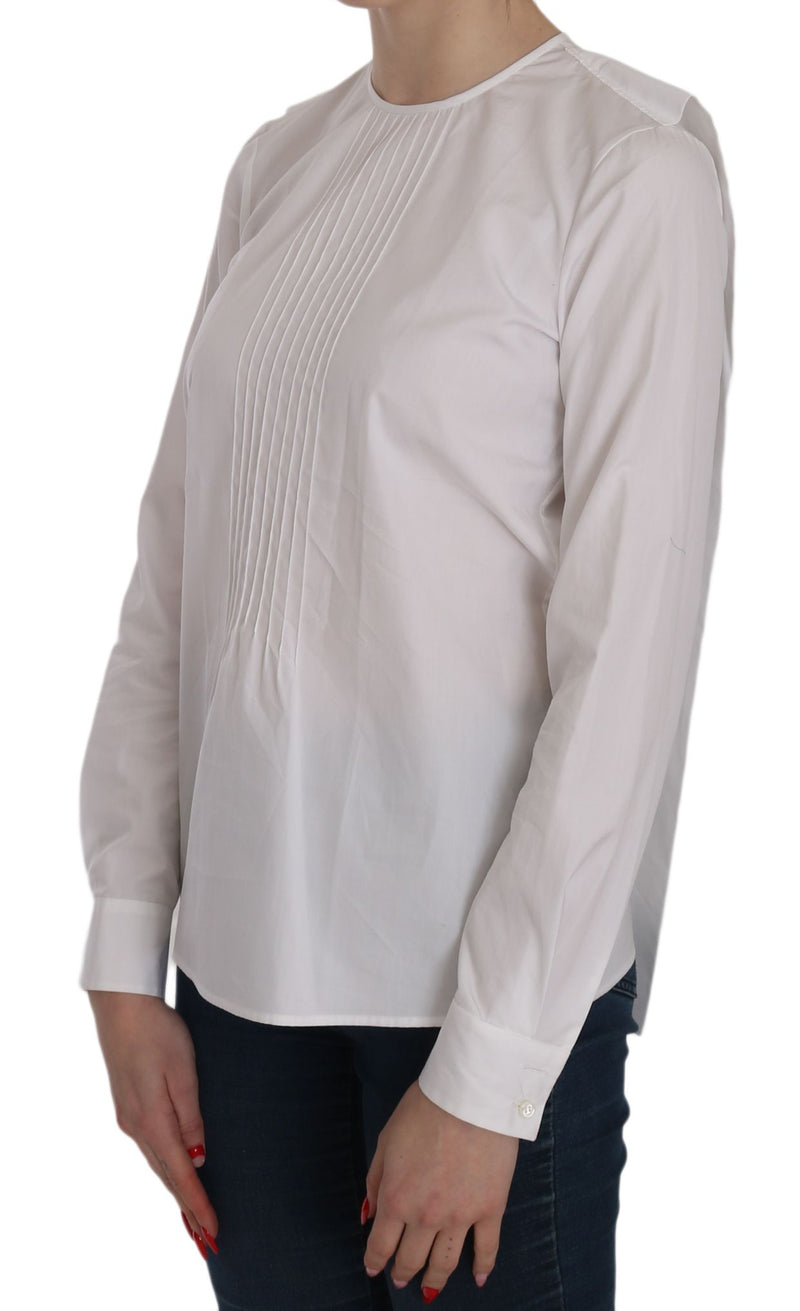 Blouse en coton Dsquared² blanche à manches longues et col rond.