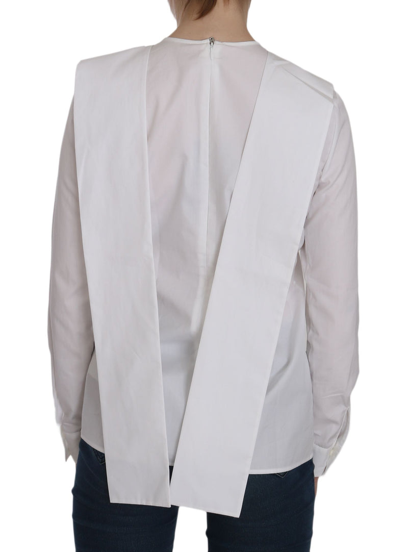 Blouse en coton Dsquared² blanche à manches longues et col rond.