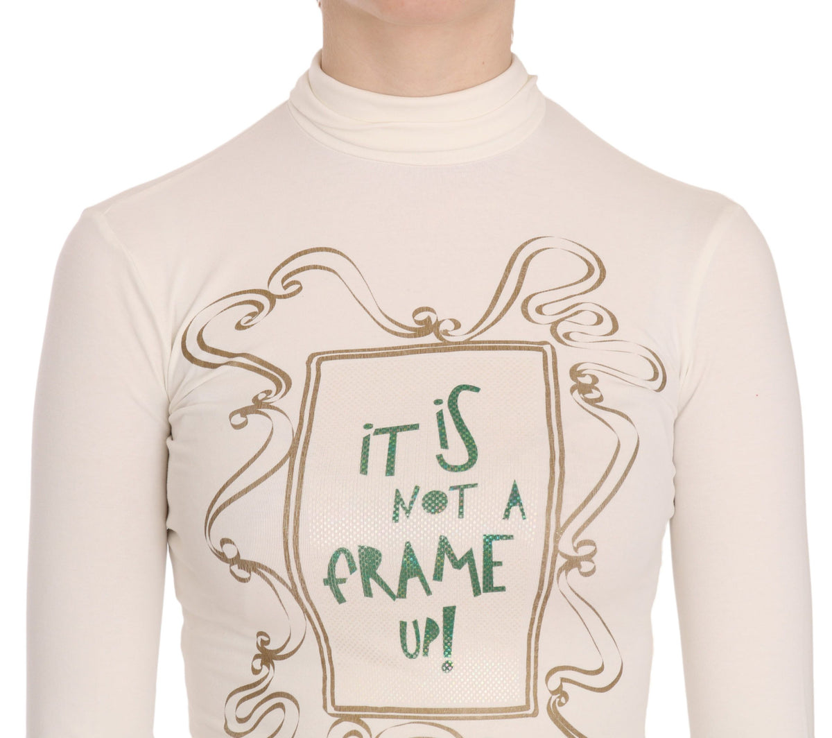 Exte Blouse à col rond avec le slogan "It Is Not A Frame Up!"