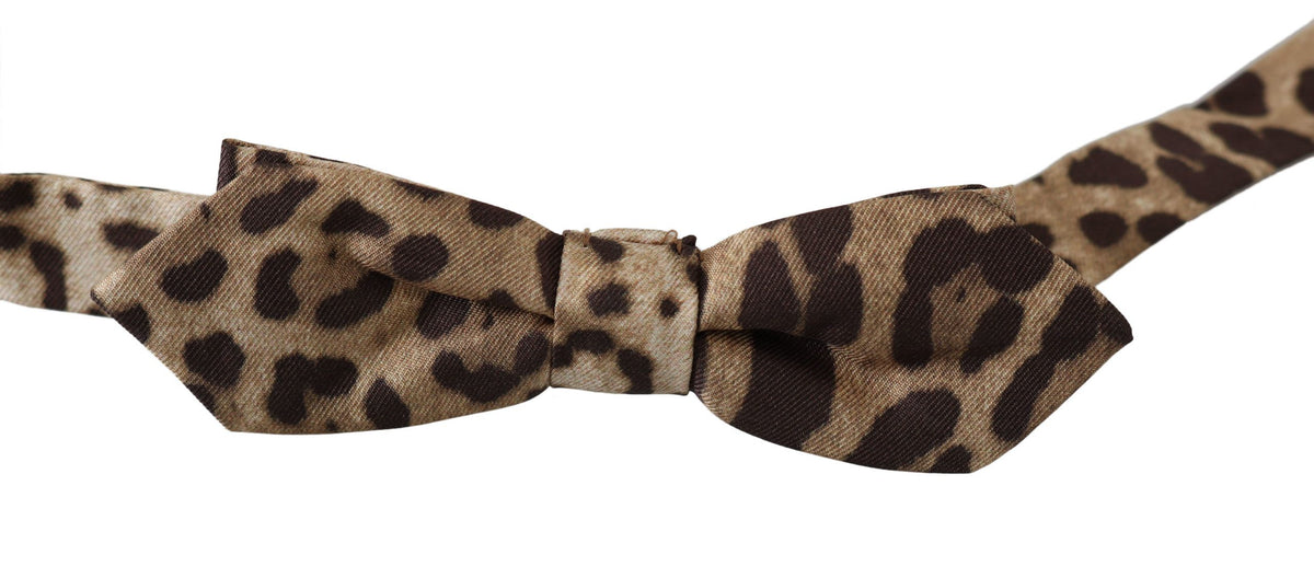 Nœud papillon ajustable en soie léopard marron Dolce &amp; Gabbana pour homme