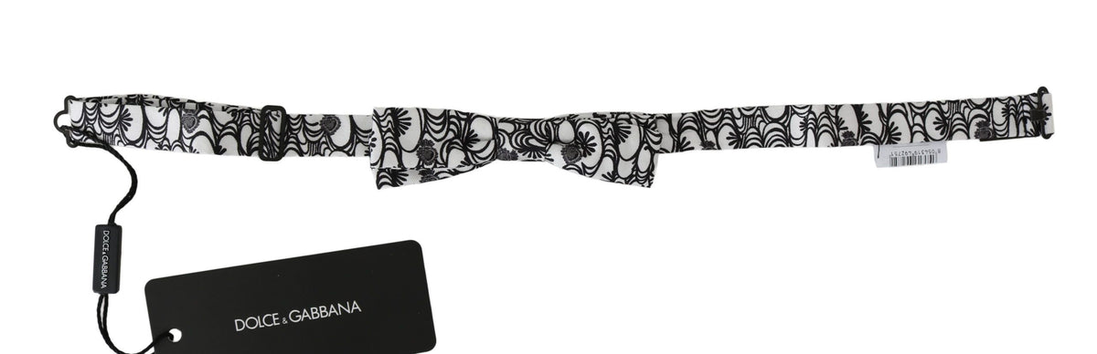 Cravate papillon ajustable en soie à motif blanc Dolce &amp; Gabbana