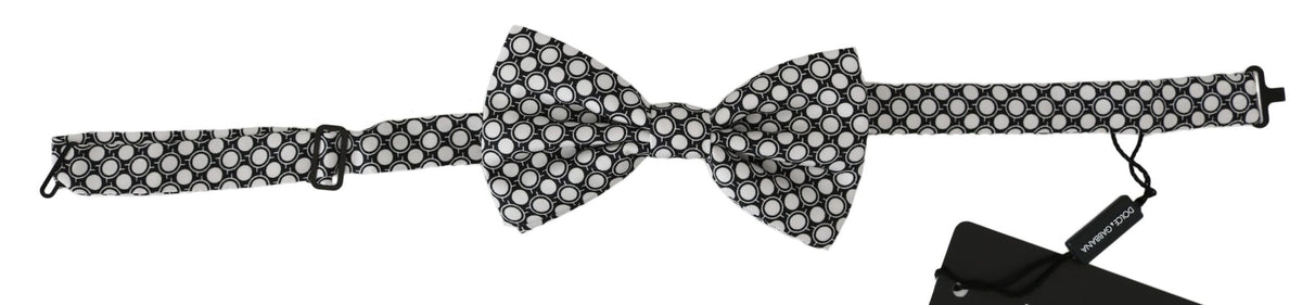 Nœud papillon ajustable Dolce &amp; Gabbana pour homme, cercles noirs et blancs