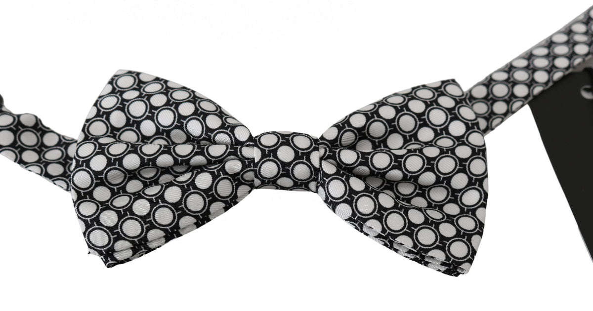 Nœud papillon ajustable Dolce &amp; Gabbana pour homme, cercles noirs et blancs