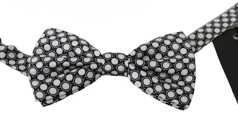 Nœud papillon ajustable Dolce &amp; Gabbana pour homme, cercles noirs et blancs