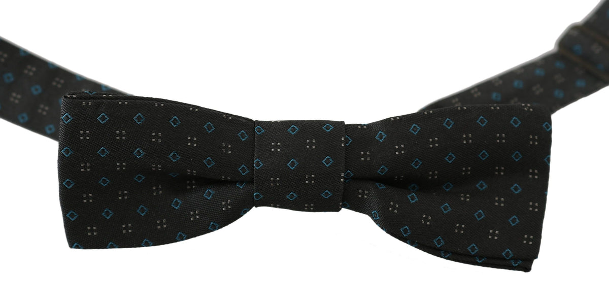 Nœud papillon ajustable en soie à motif gris Dolce &amp; Gabbana pour homme